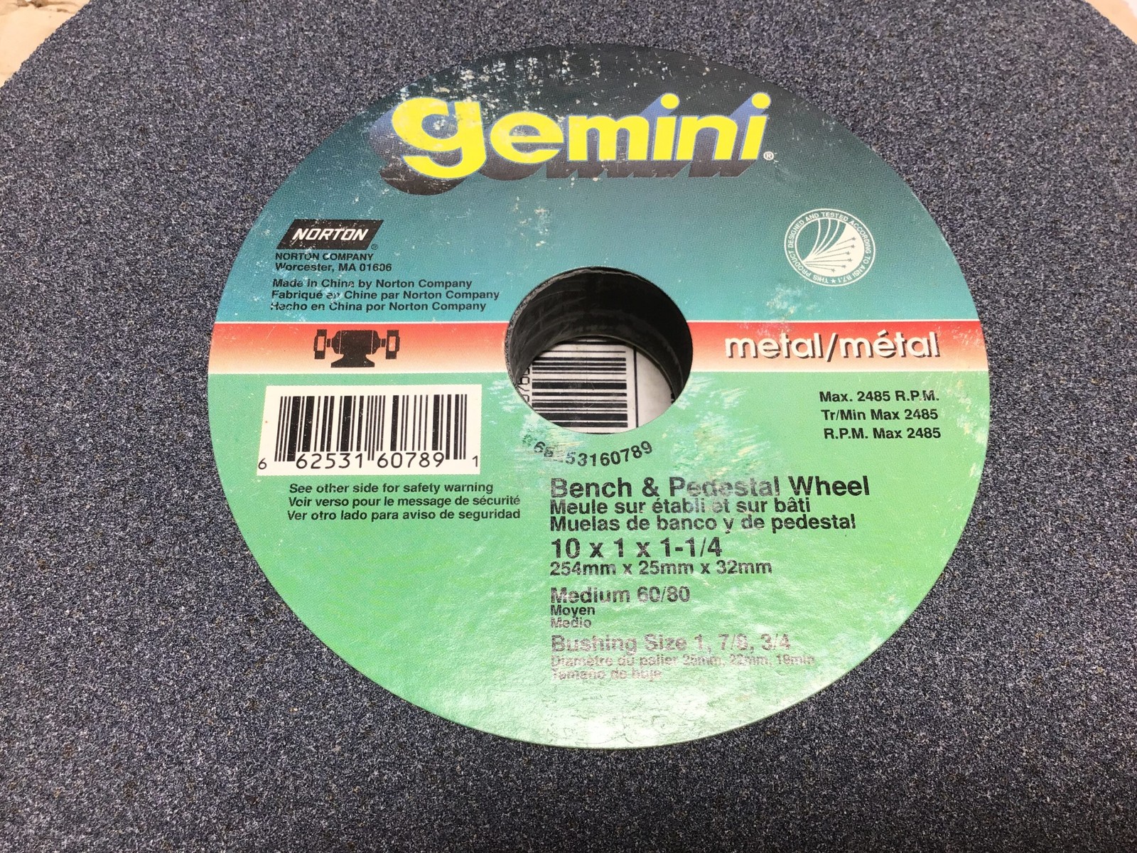 Norton Gemini 66253160789 Bench & Pedestal Grinding Wheel Max 2485 RPM 60/80 …