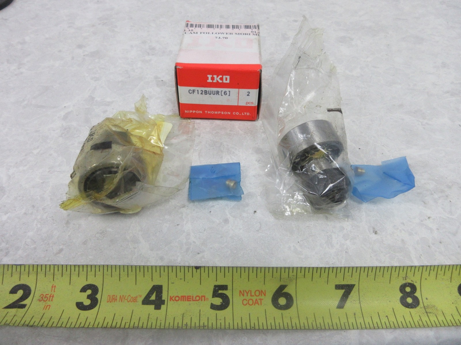 LOT OF 2 IKO CF12BUUR CROWNED CAM FOLLOWER-HEX HEAD, Y0124