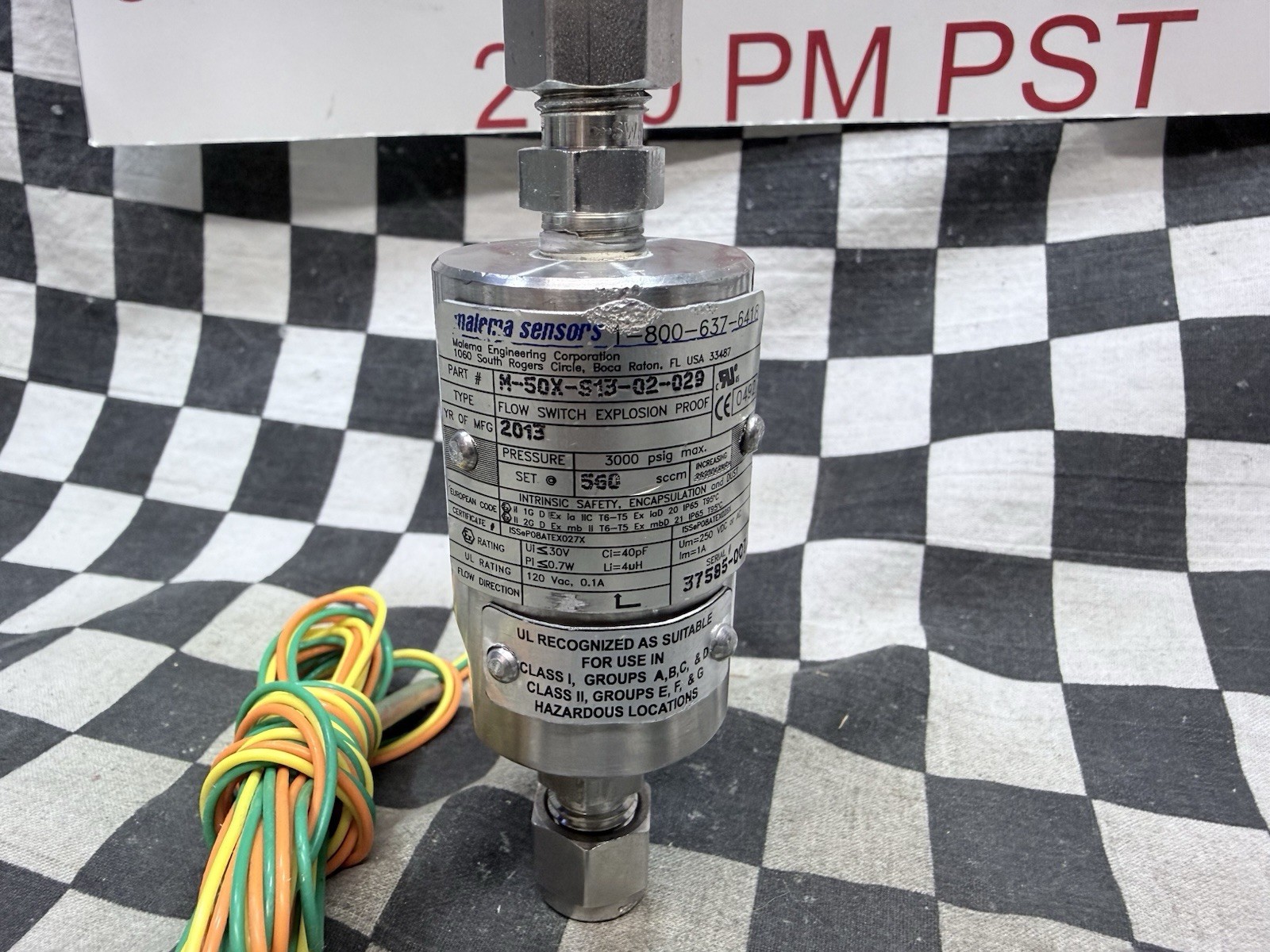 MALEMA SENSORS FLOW SWITCH ECPLOSION, M-50X-S13-02-029 and SS-400-1-2 #1611N1