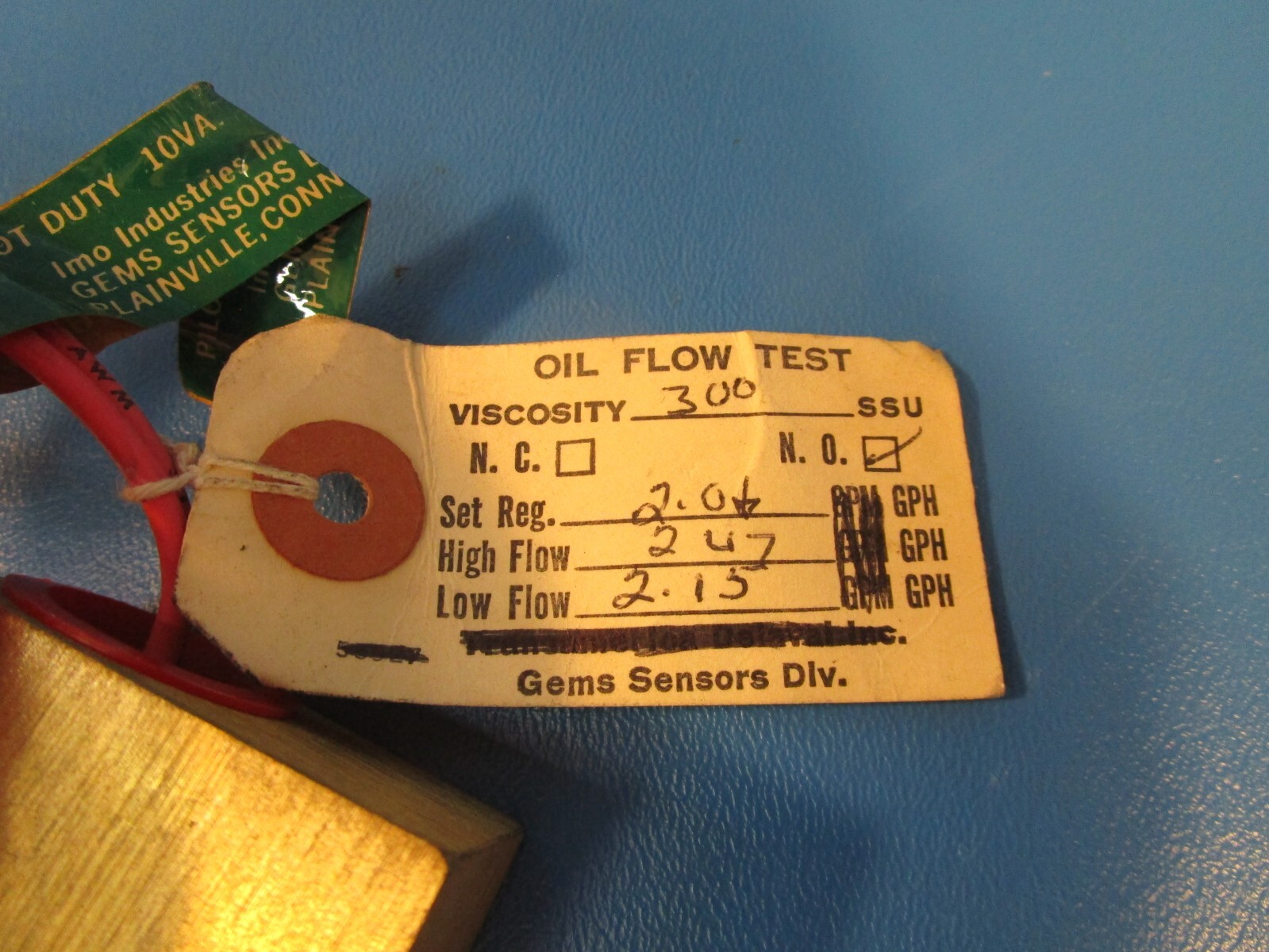 GEMS 35857, FS-925 PISTON TYPE FLOW SWITCH, 2.0 GPH