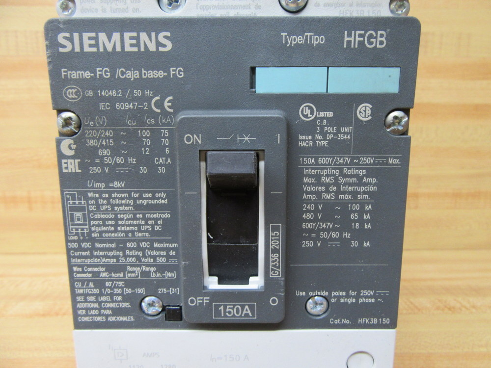 Siemens HFK3B150 Circuit Breaker HFK3B150L