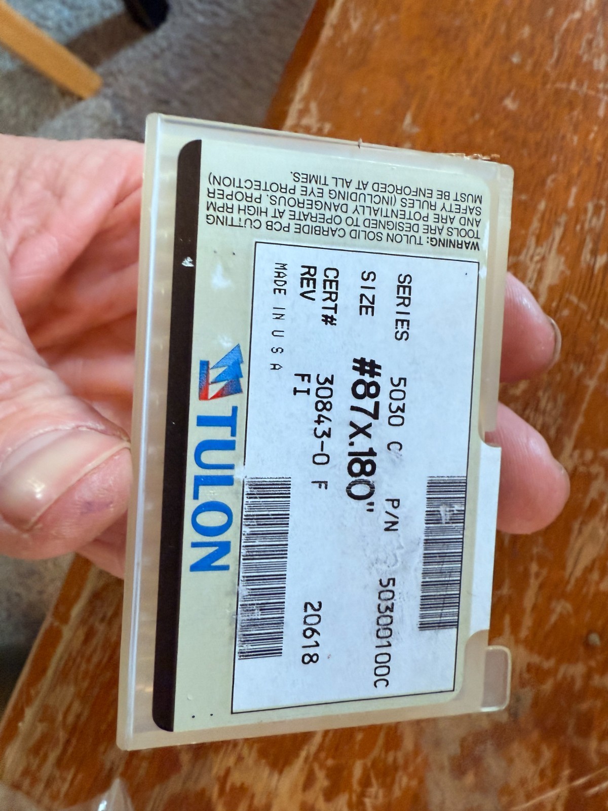 NEW LOT of 5 Tulon Carbide Mini Drill Bar #87 x .180 Ser. 5030 .796″ # 50300100c