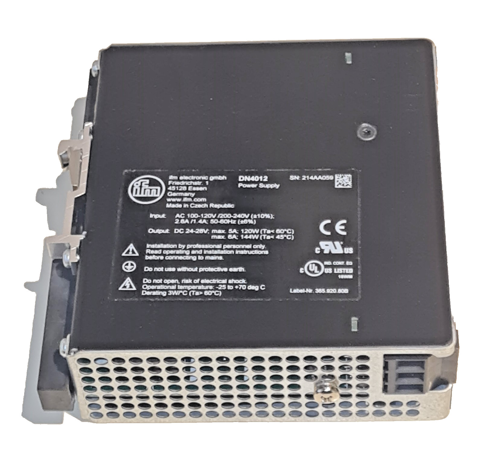IFM DN4012 24V 5A 120W 1-Phase DIN Rail Power Supply – Brand New – Boxed