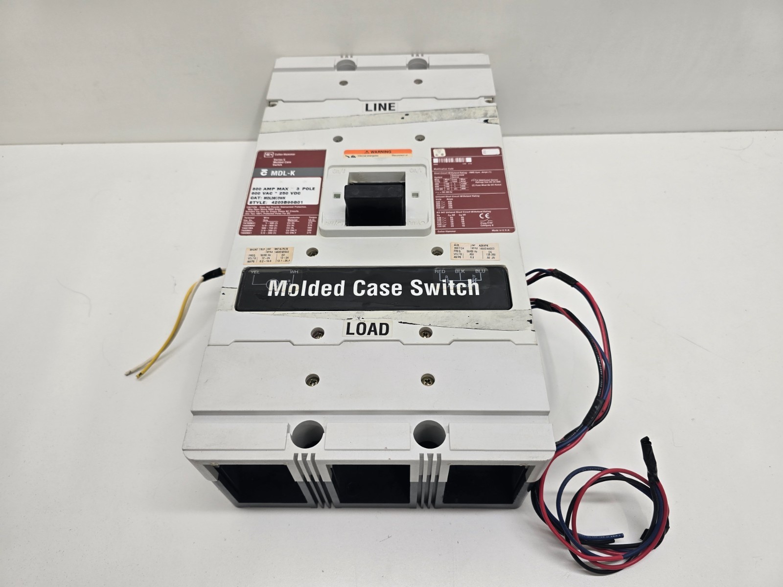 GOOD USED! CUTLER-HAMMER 800A 3-POLE CIRCUIT BREAKER MDL3800WK