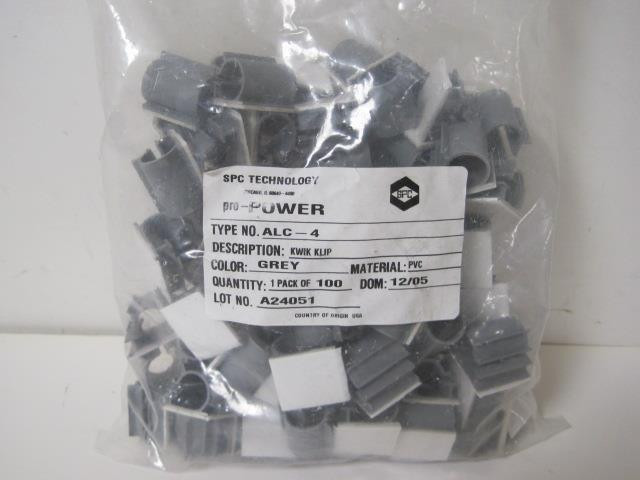 NEW PACK OF 100 SPC TECHNOLOGY PRO POWER ALC-4 KWIK KLIP GREY CABLE FASTENER