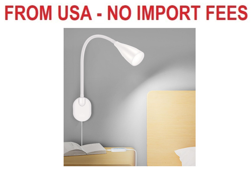 LiFMIRA Wall-Mounted LED Bedside Reading Light with USB Charging Port, 10-Level
