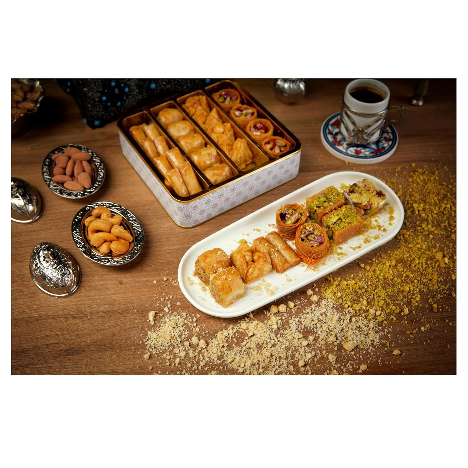 Premium Baklava Pastry Gift Box Halal Snacks, 8oz Box Turkish Dessert