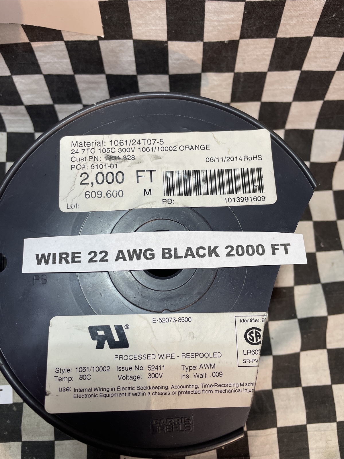 WIRE 22AWG BLACK 2000 FT 24AWG BLACK 119 FT 24AWG BLACK 1000 FT 20AWG BLACK 16FT