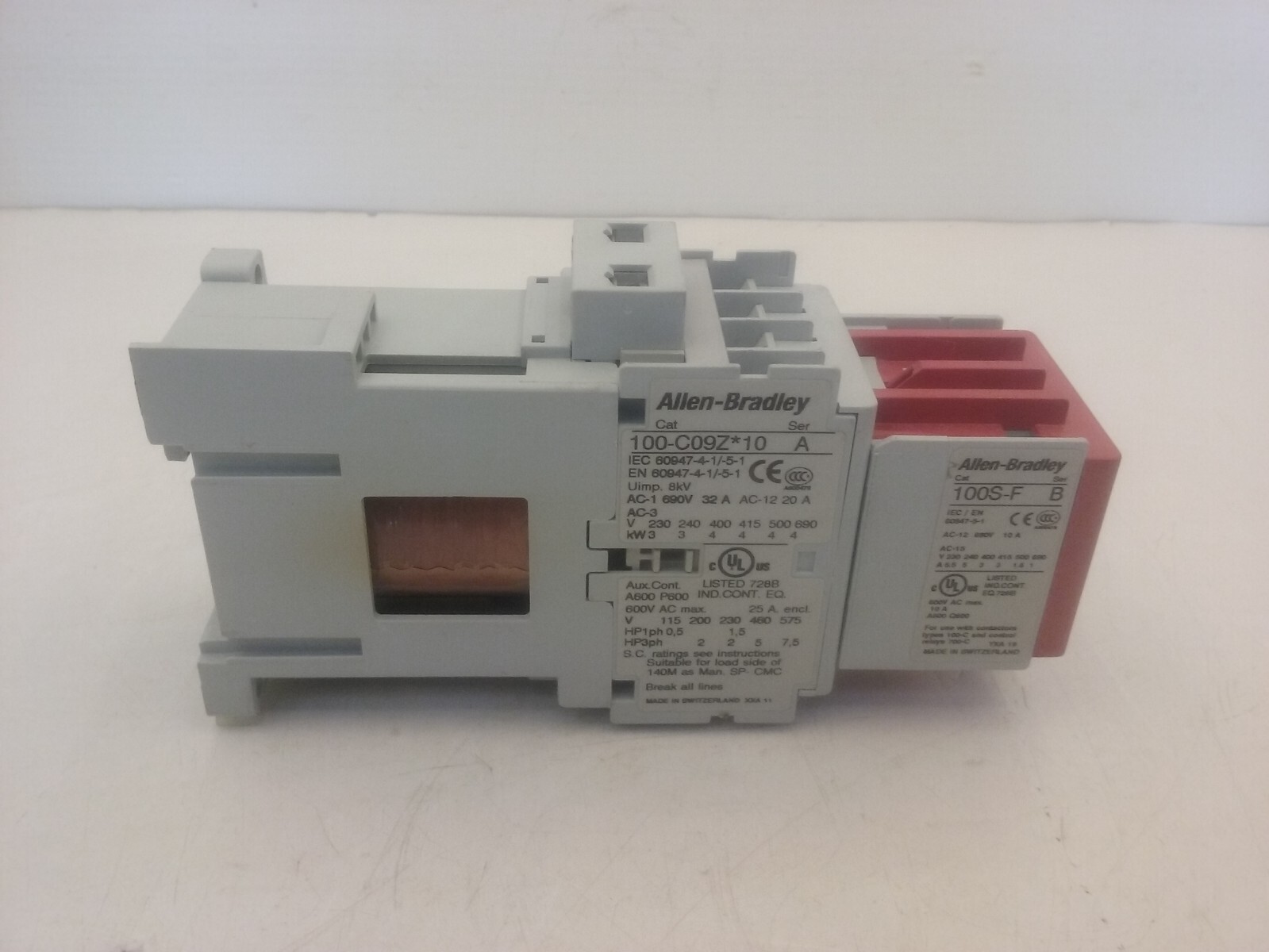 ALLEN BRADLEY 100S-C09ZJ14C GUARDMASTER CONTACTOR 9A 24VDC 1NO/4NC SERIES A NNB