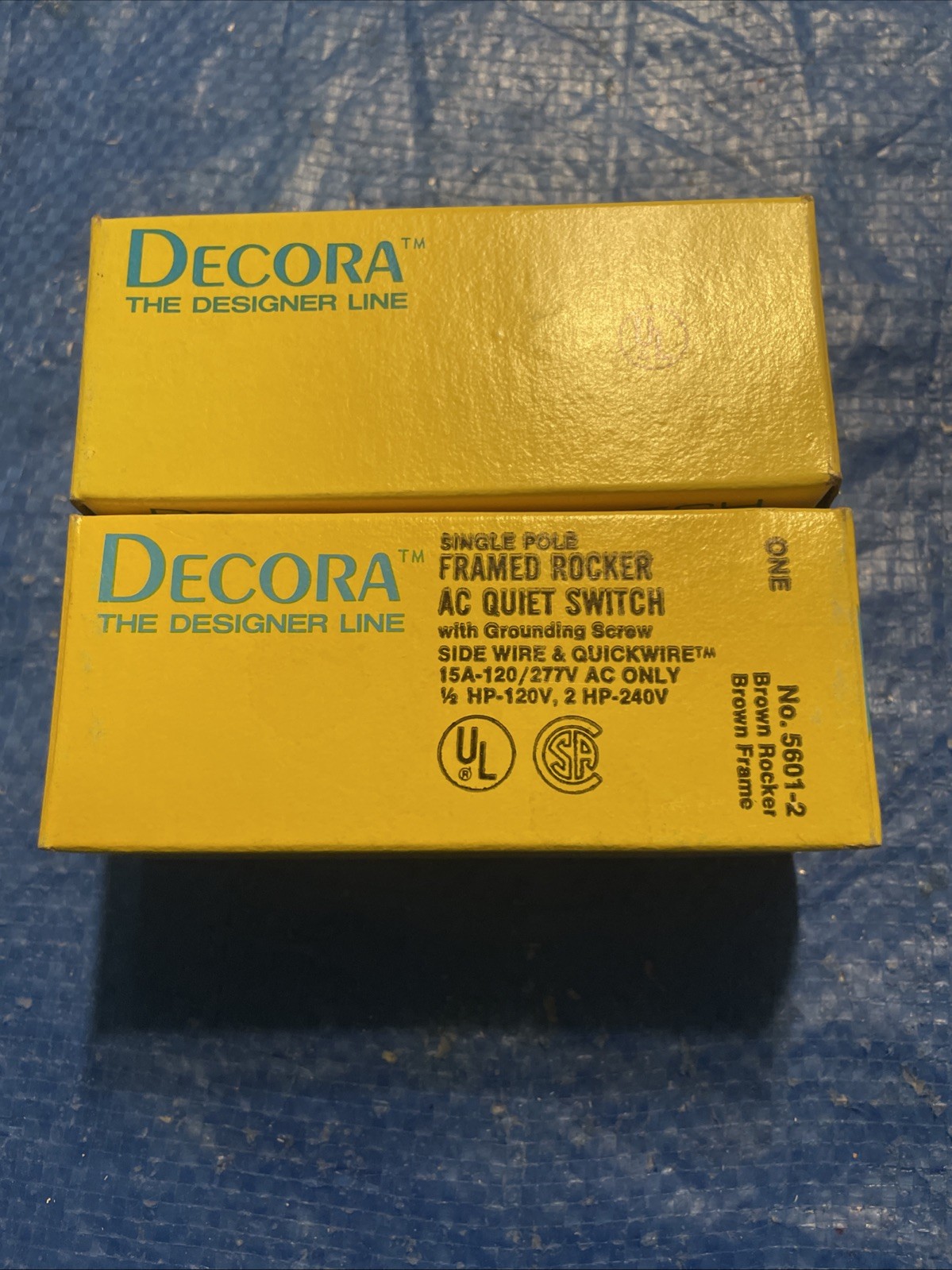 (2) Leviton 5601-2: Brown Single Pole Rocker Light Switch 15A-120/277V AC (NEW)
