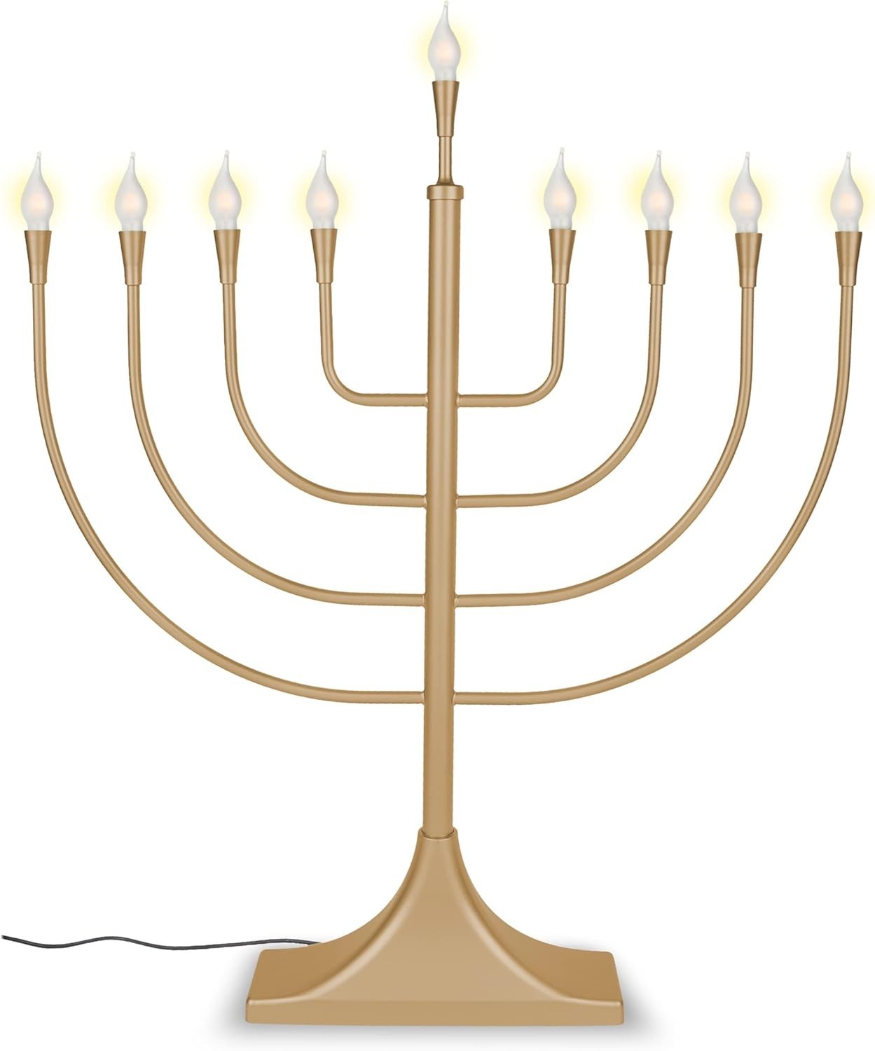 Zion Judaica Extra Large 23″ Electric Menorah Satin Gold with Flame Shaped Bulbs