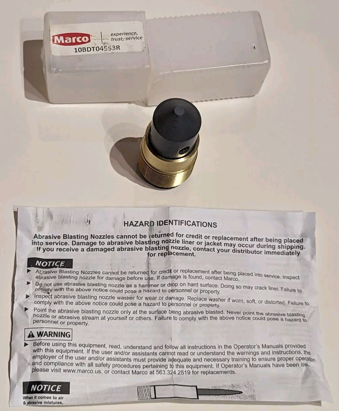 Marco Abrasive Blasting Nozzle 10BDT04553R Brand New/Free Shipping!!