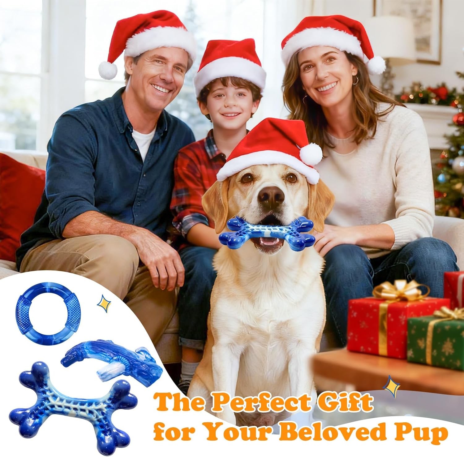 3 Pack Dog Toys for Aggressive Chewers, Bacon Flavor Puppy, Chew Toys Teething