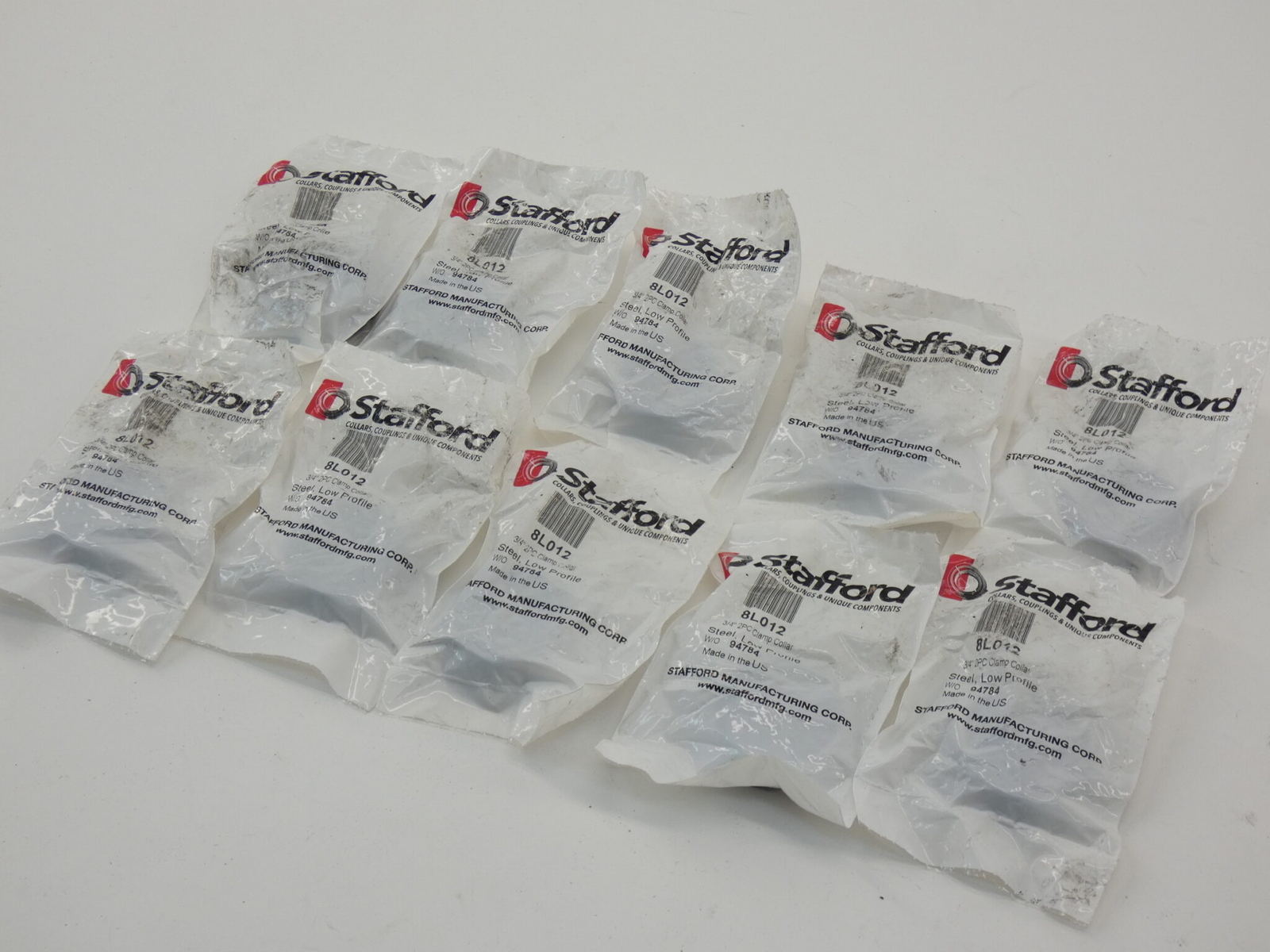 *Lot of 10* Stafford 8L012 3/4″ Steel Low Profile Collar Clamps 2-Piece 2PC -…
