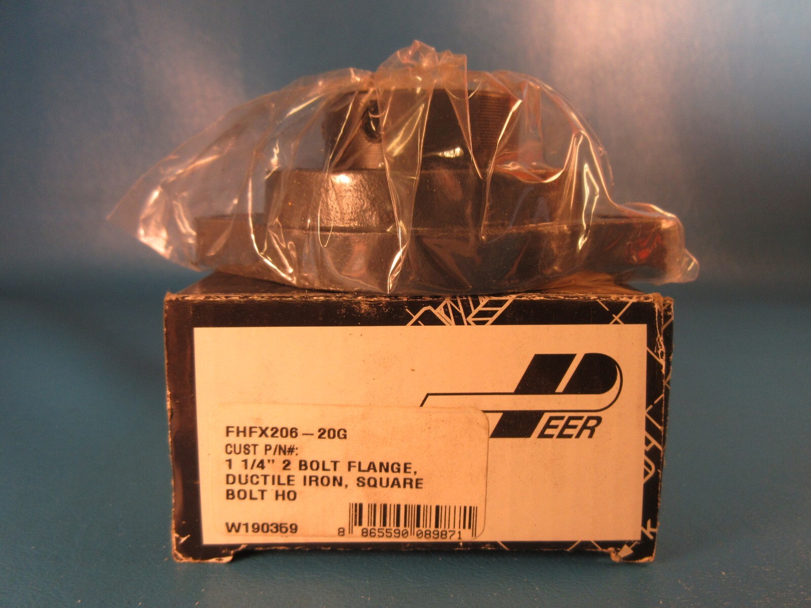 PEER FHFX206-20G, 2 Bolt Flange Unit, Eccentric Locking Collar, Single Lip Seals