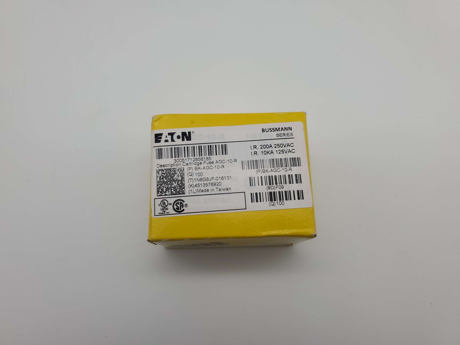 Bussmann AGC-10-R Fuses 10A 250V Fast Acting Glass Tube Pack of 100