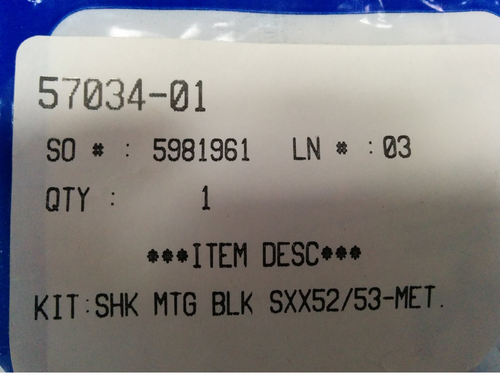 PHD 57034-01 MOUNTING KIT, SHK MTG BLK SXX52/53-MET., NIB