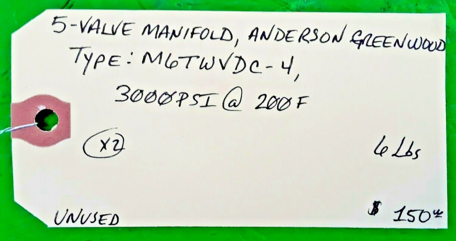 🟠 ANDERSON SS 5 VALVE MANIFOLD M6TWVDC-4 PESSCO IS OFFERING 1 R060721-4-5 🗽