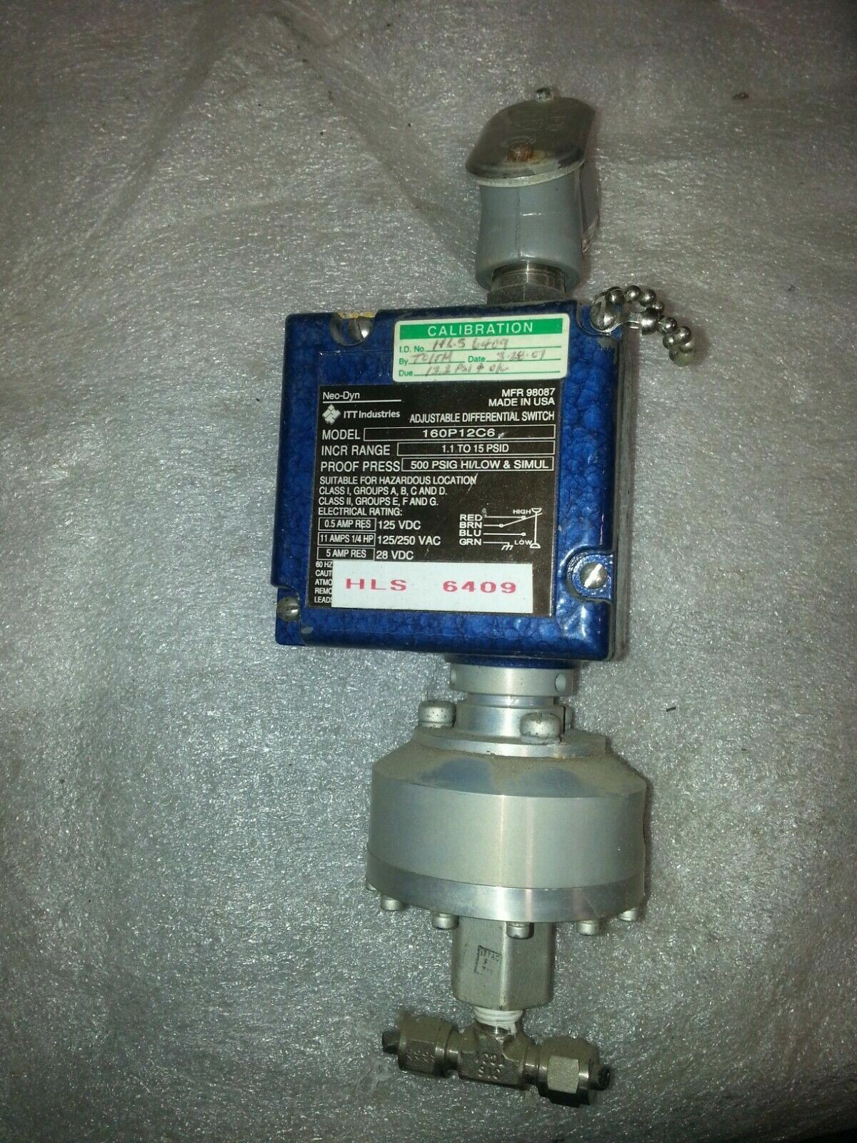 ITT INDUSTRIES 160P12C6 1.1 TO 15 PSID 125VDC 125/250VAC HLS 6409