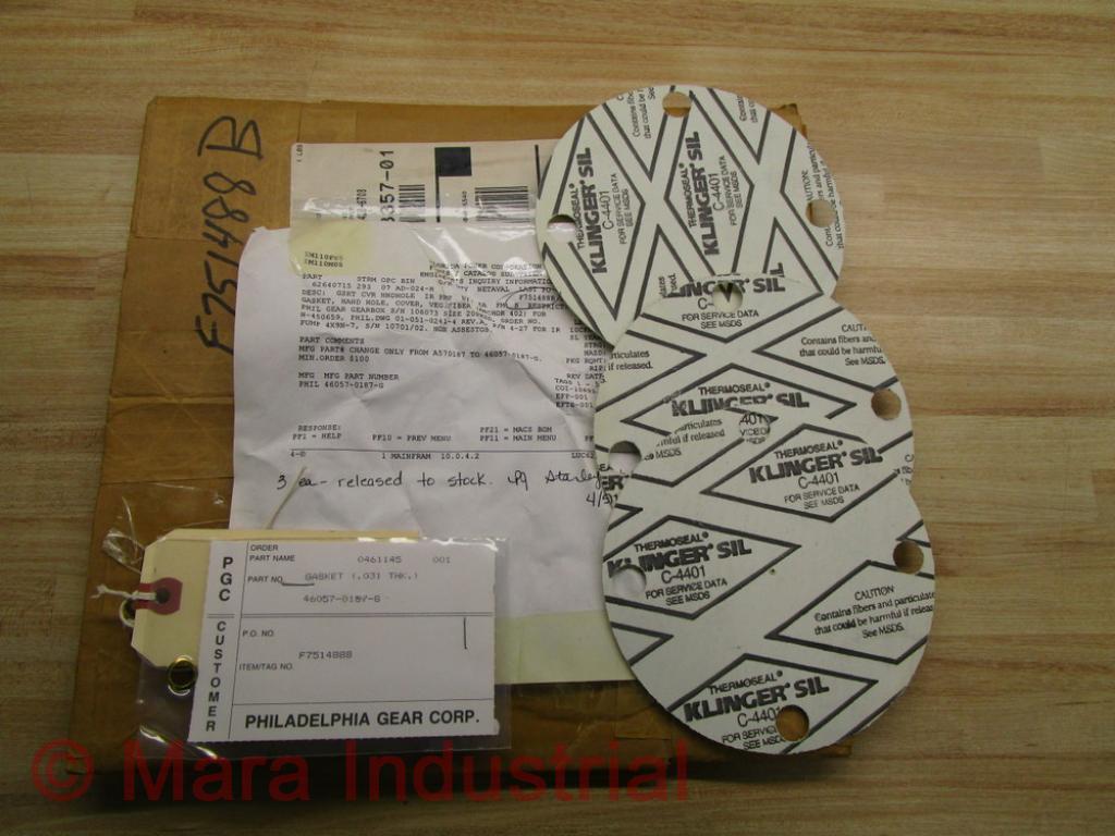 Philadelphia Gear 46057-0187-G Gasket (Pack of 3)