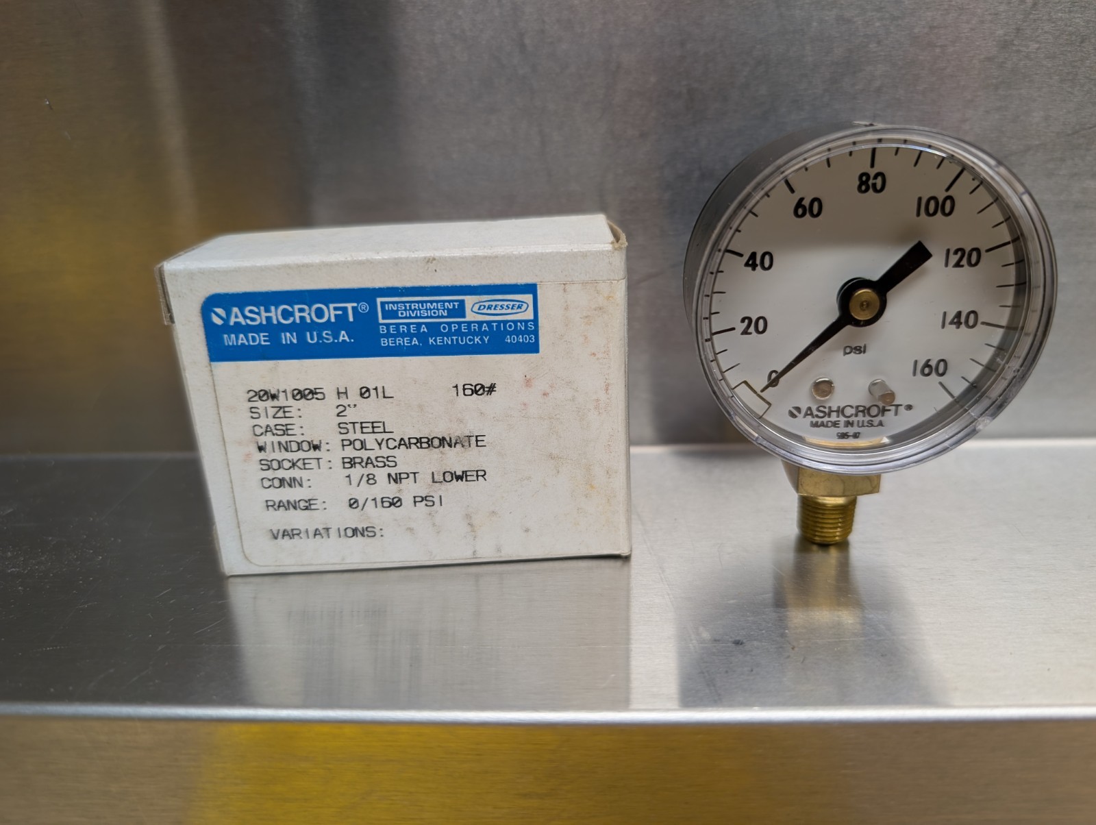 Ashcroft 20W1005-H-01L-160# 2″ Pressure Gauge 0-160Psi NOS