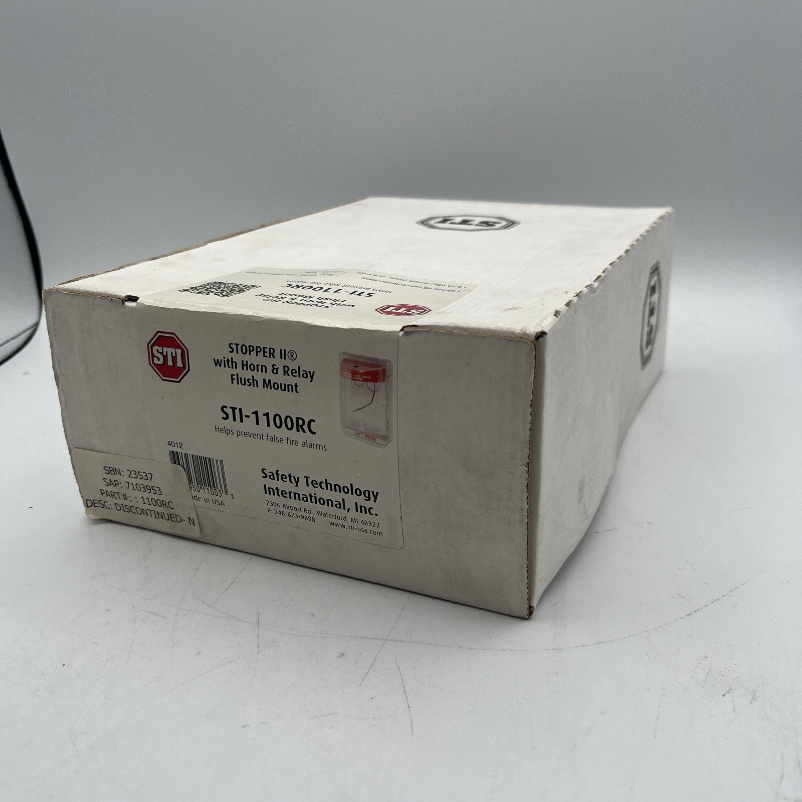 NEW!! Safety Technology Int. Stopper II w/ Horn & Relay Flush Mount STI-1100RC
