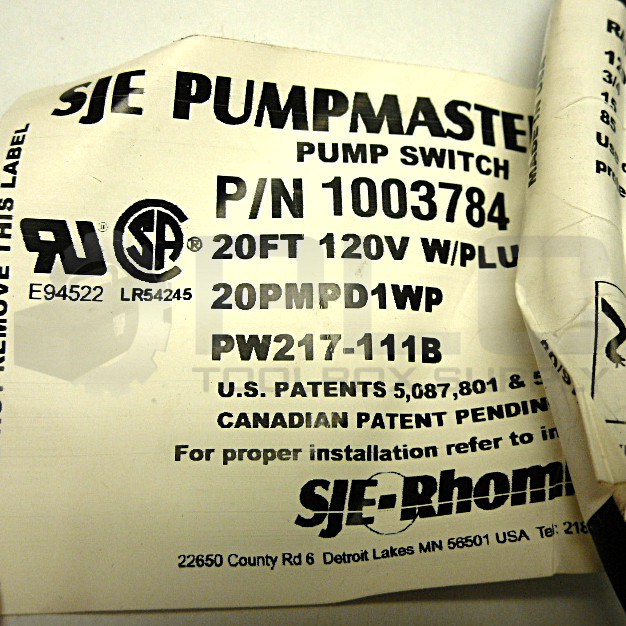 NEW SJE PW217-111B PUMPMASTER PLUS PUMP SWITCH