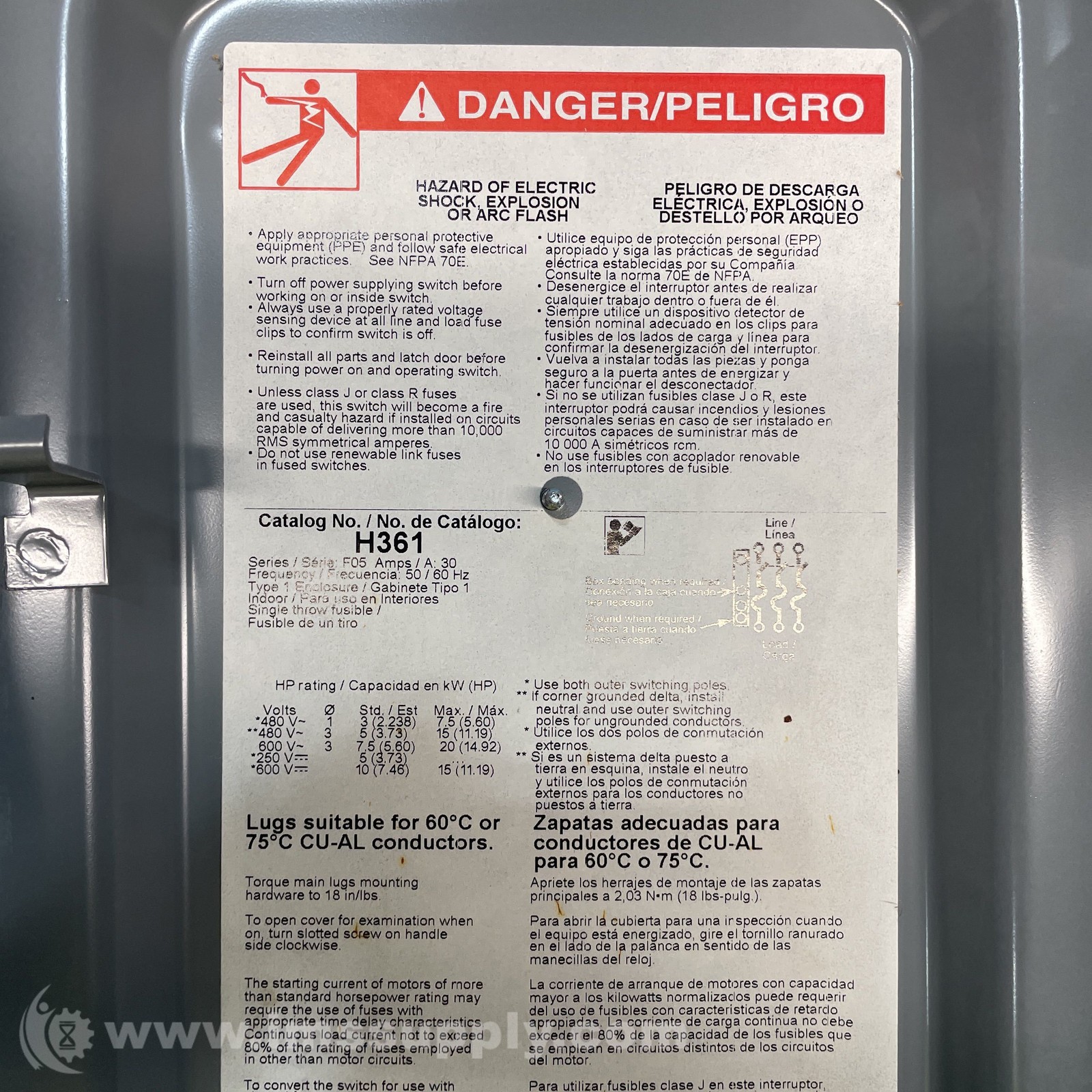 Square D H361 Fusible Safety Switch 4302