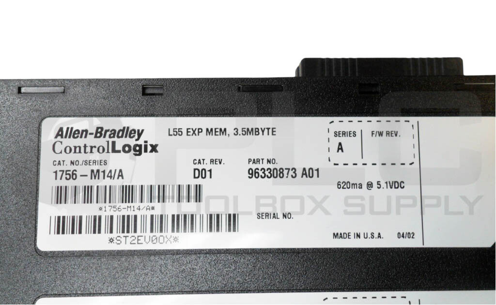 ALLEN BRADLEY 1756-L55 /A PROCESSOR UNIT W/ 1756-M14 /A EXP MEM *READ*