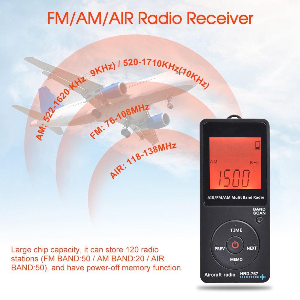 HanRongDa HRD-767 /AM/AIR Band Receiver W/3.5mm Earphone Z4N6