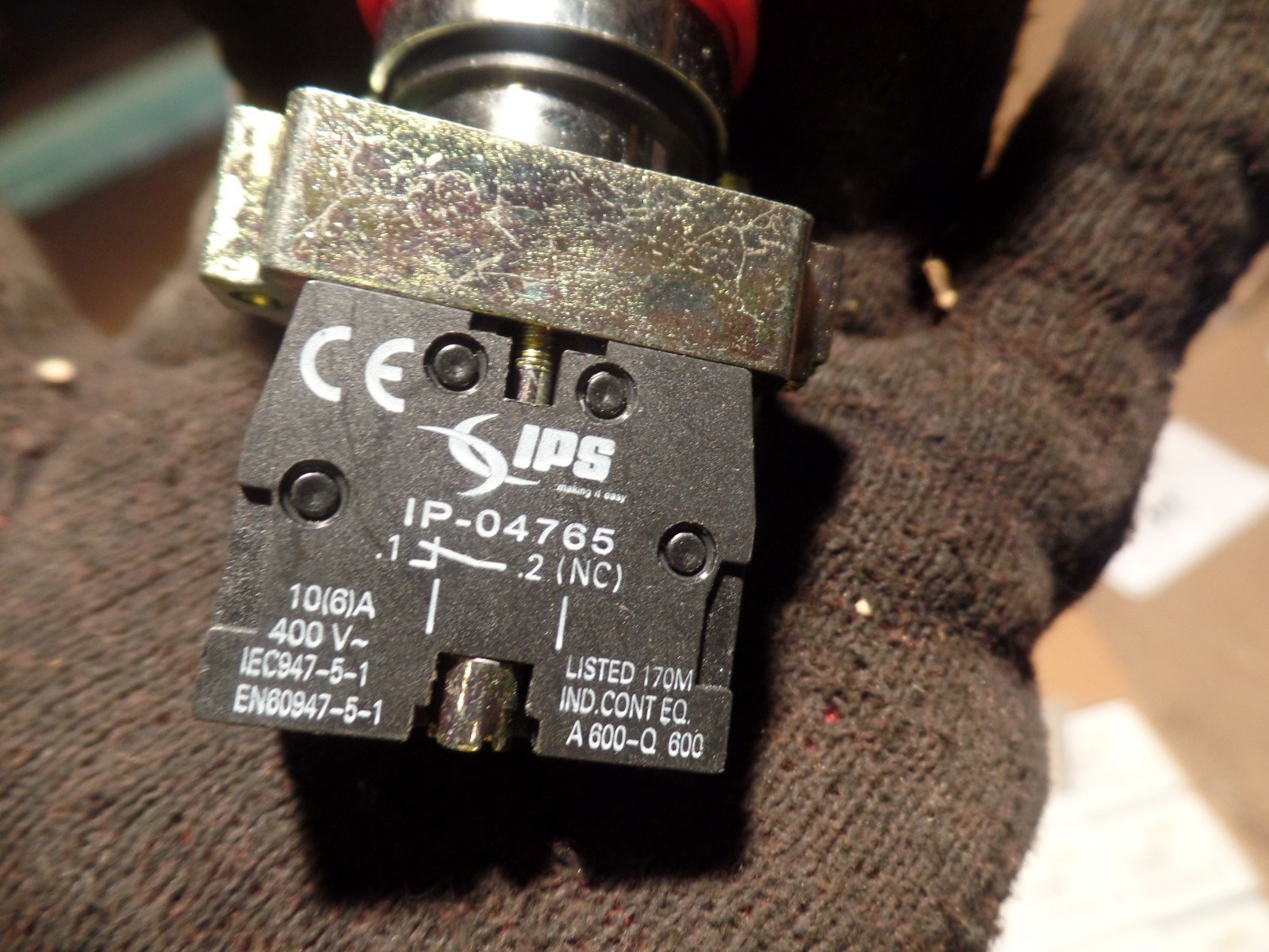 IPS E-STOP BUTTON SWITCH, IP-04765, 10(6)A, 400V, IP-06360, IEC/EN60947-5-1