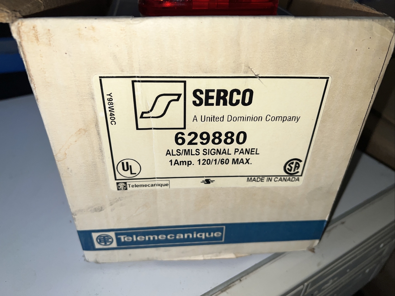 SERCO 629880 NSNB ALS/MLS Signal Panel 1A 120/160 MAX 1PH 60Hz Telemecanique
