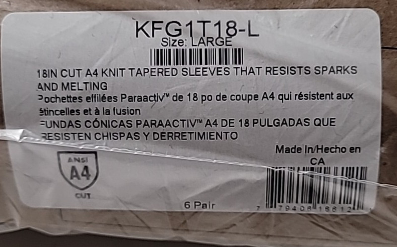 Superior Glove KFG1T18-L 18in Cut A4 Knit Tapered Sleeves Large 6 Pair Yellow