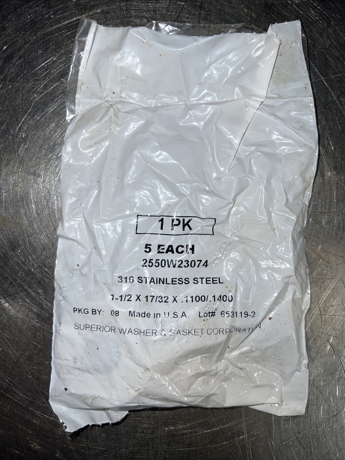 Superior Washer & Gasket 1-1/2×17/32x.1100/.1400 Washer (Pack of 5) Nos Surplus