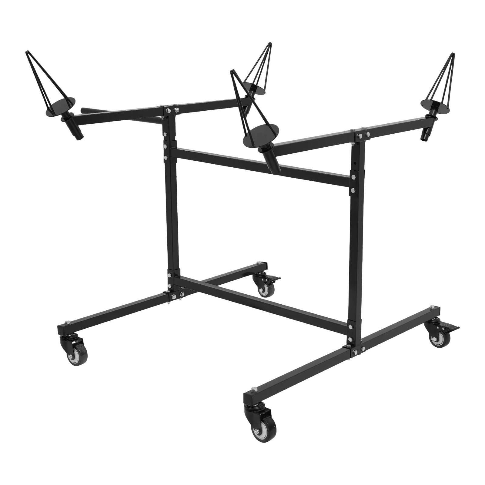 F02 Rotating Wheel Paint Stand Rack 300lbs Capacity Tilted With 4 Swivel Casters