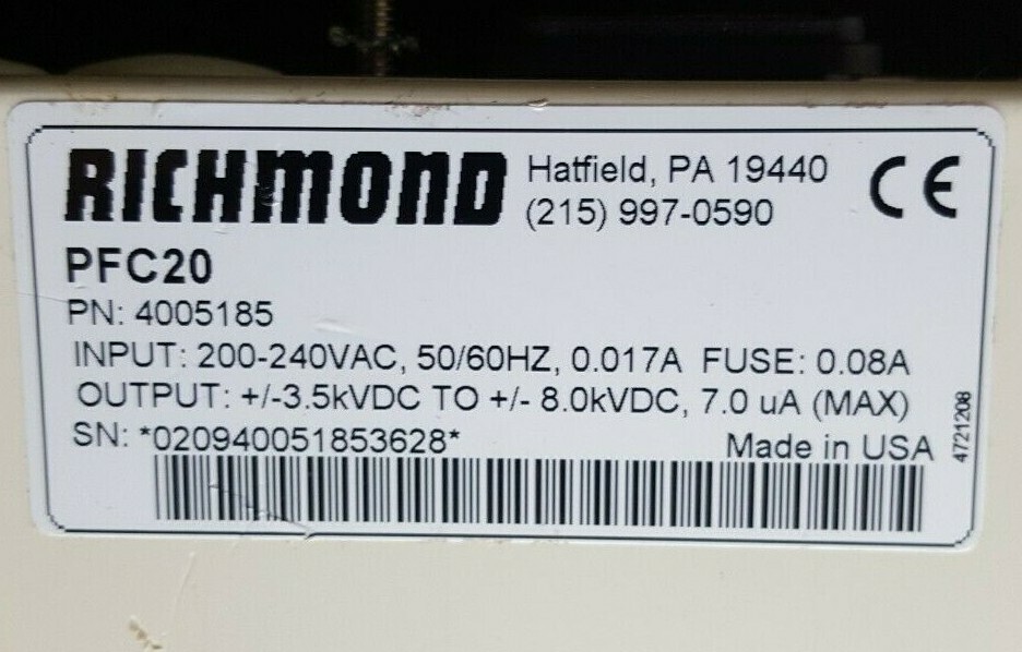 SIMCO RICHMOND PFC20 4005185 PFC PULSE FLOW CONTROLLER (IN14S1B2)