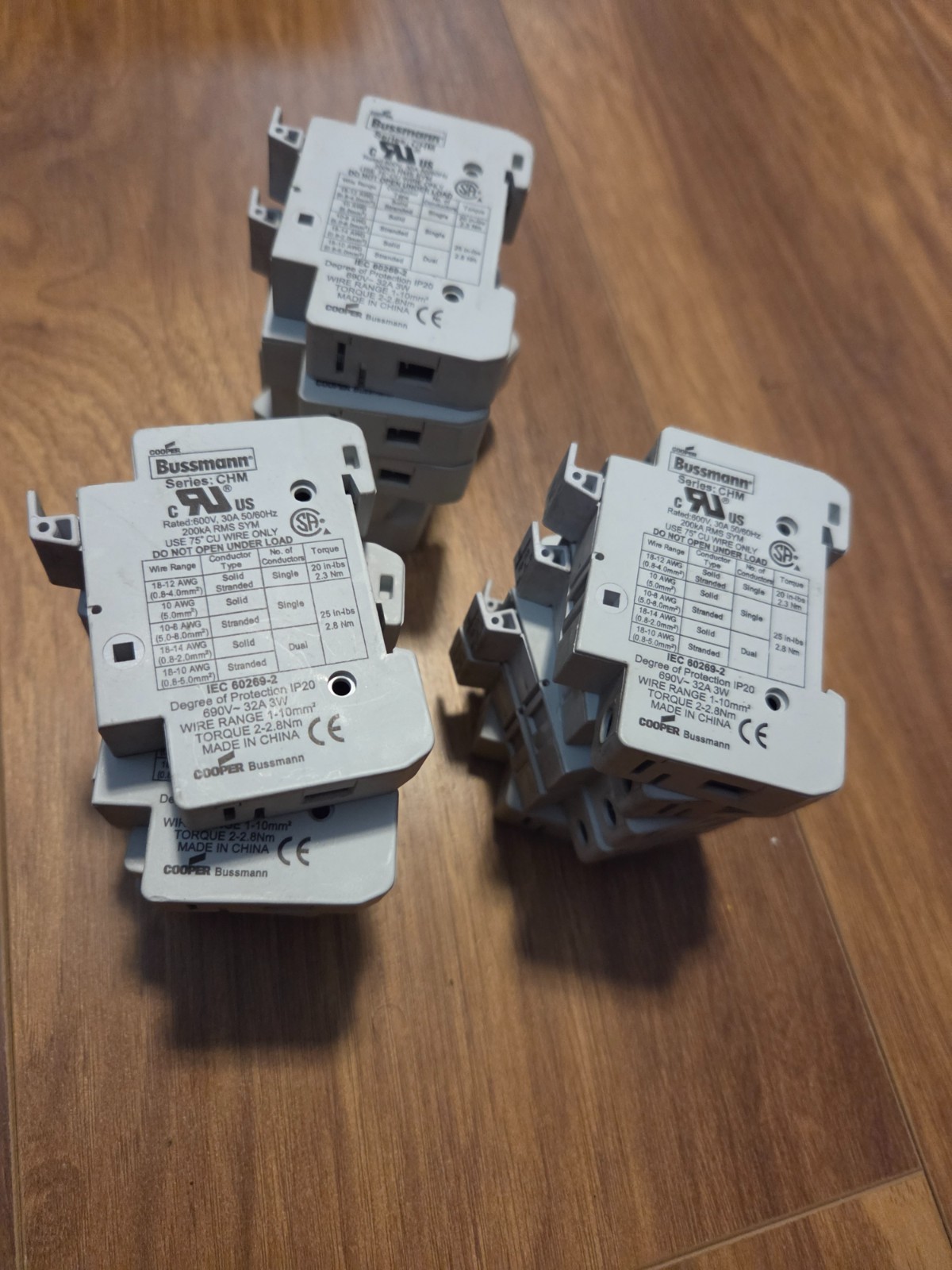 LOT OF 15 COOPER BUSSMANN SER.CHM 600V 30A 50/60HZ 200KA RMS SYM IEC 60269-2 3W