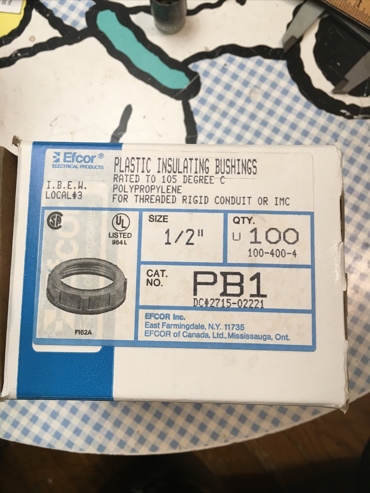 EFCOR PB1 Insulating Conduit Bushings 1/2” Qty In Box-100