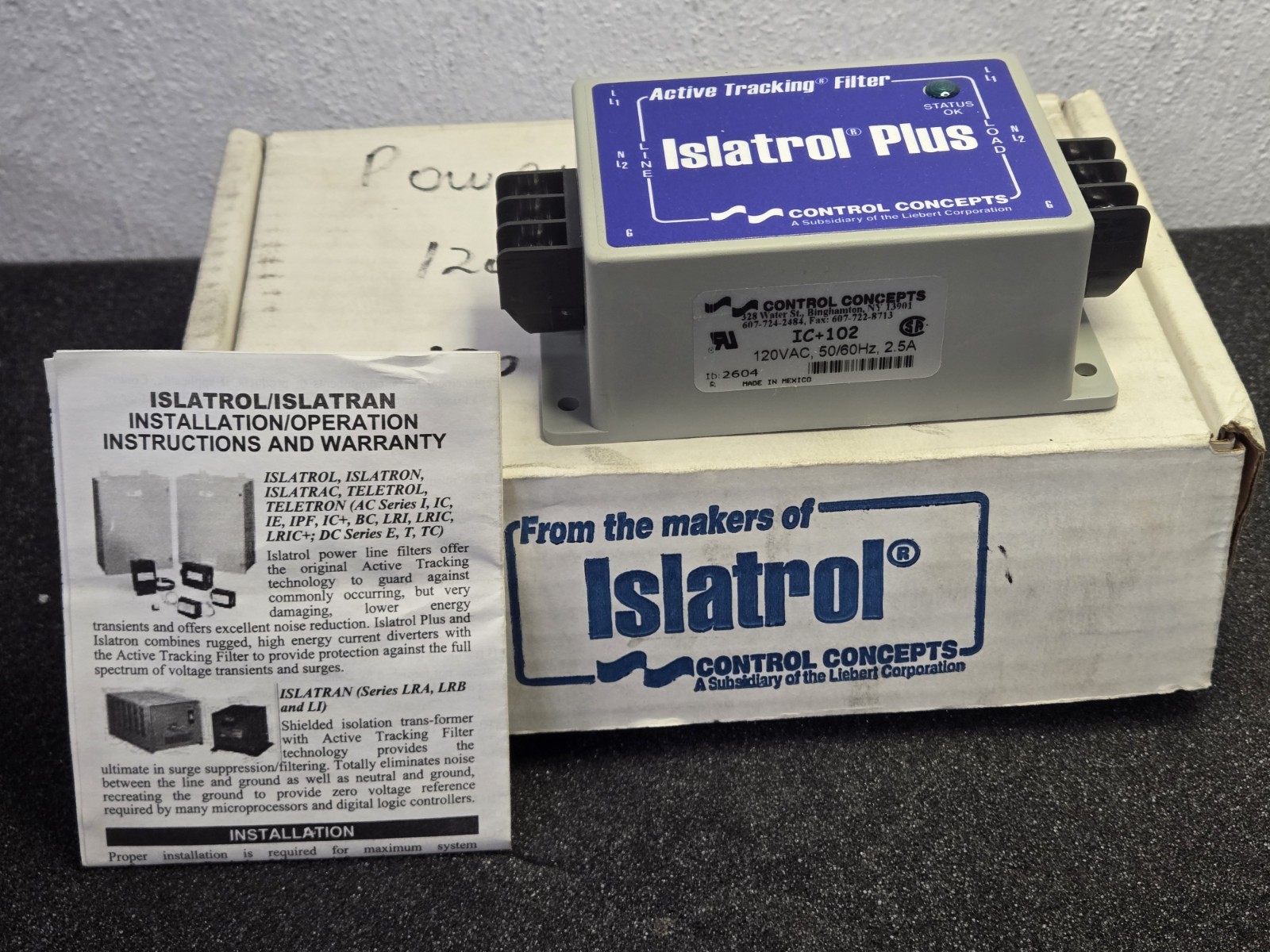 NOS Control Concepts 2.5A 120V Islatrol Plus Power Line Filter IC+102 Liebert