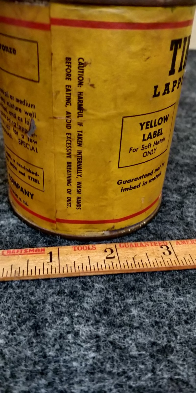 FULL CAN new old stock TIMESAVER LAPPING COMPOUND YELLOW LABEL 60N MEDUIM