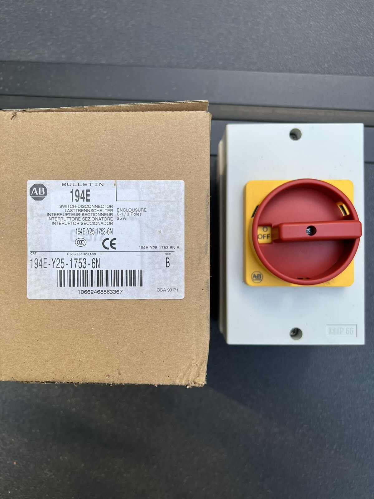 Allen Bradley 194E-Y25-1753-6N 25A 3P Sealed IEC Load Switch New In Box USA