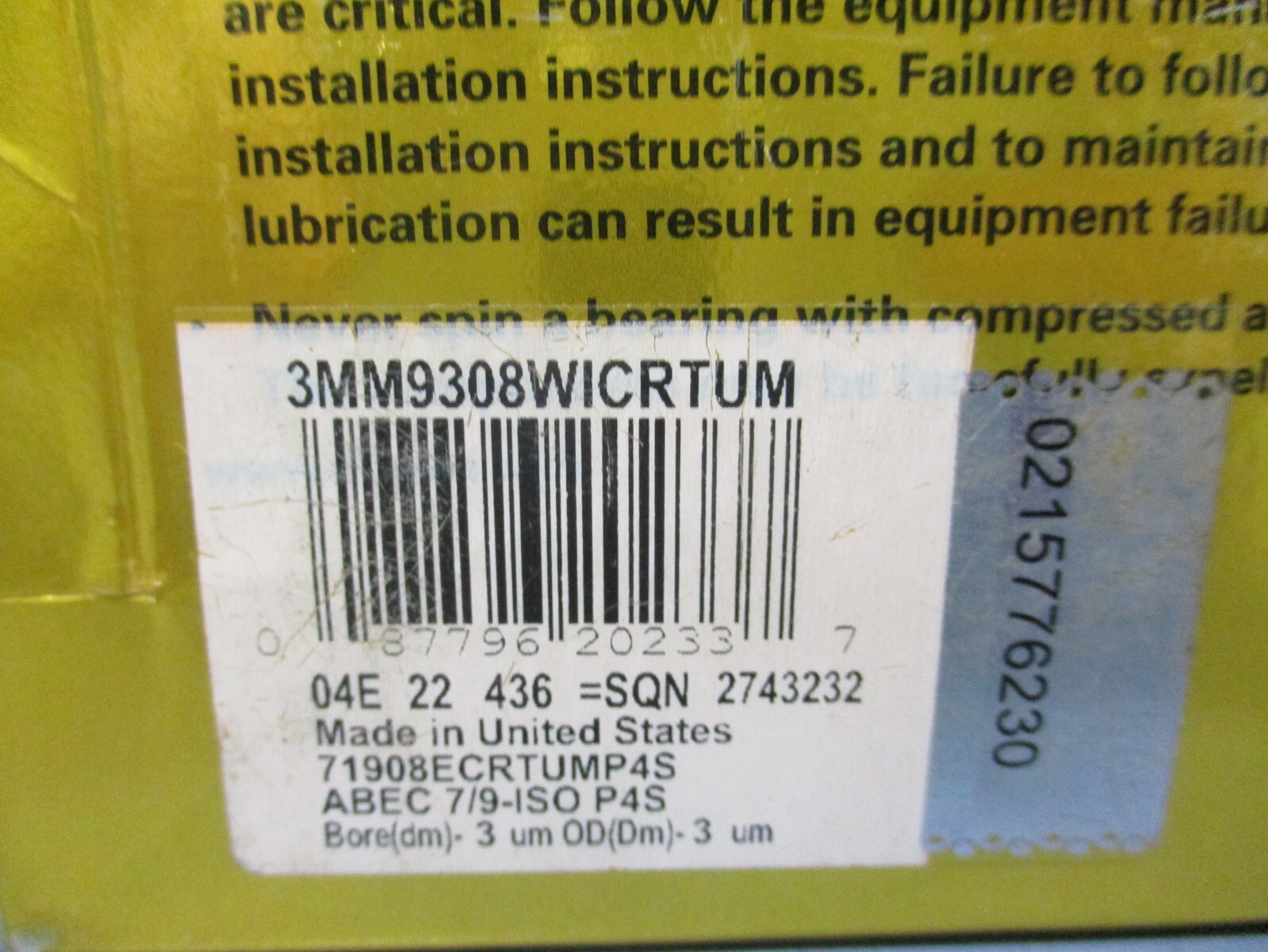 Timken 3MM9308WITUM Super Precision Bearing d-3 D-3 29089087 Set of 3