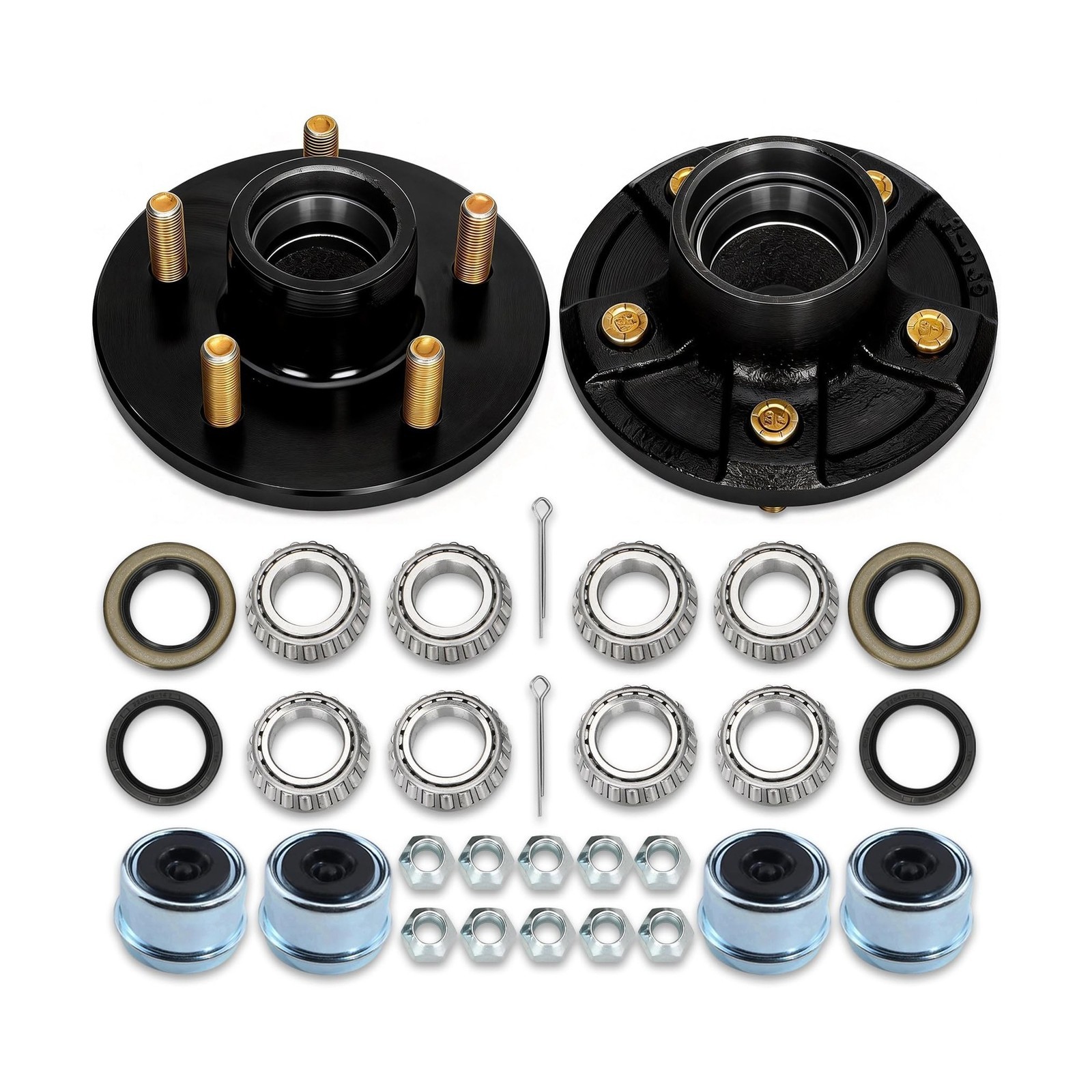 2 Sets 2000lb Trailer Axle Trailer Hub Kit 5 Bolt 4.5″,Trailer Hub 5 Lug fit …