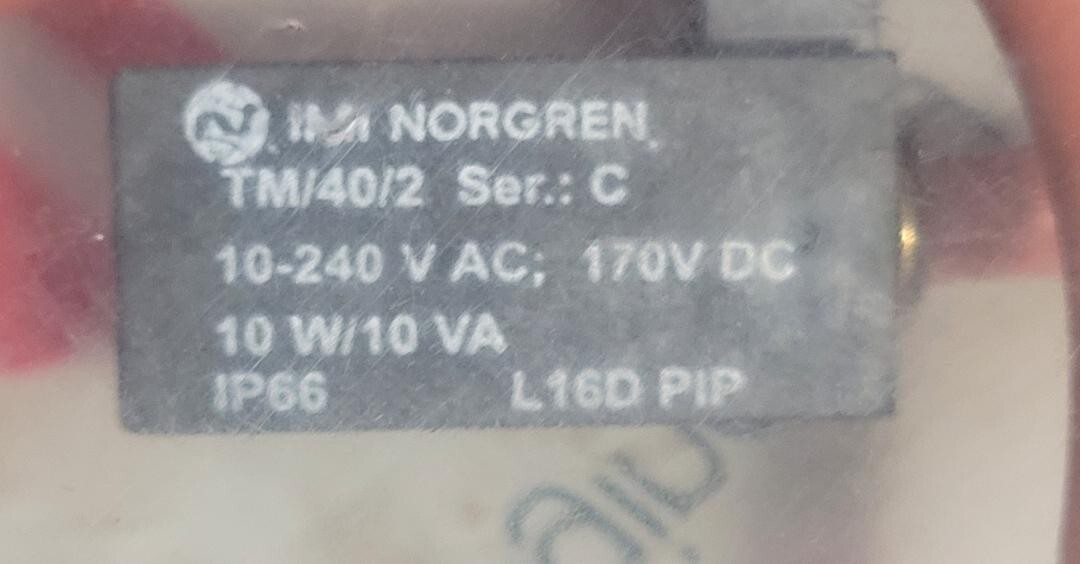 IMI NORGREN TM/40/2 10-240VAC 170VDC 0.18A 2M 2 WIRE 10W/VA L16DPIP NORMALLY OPE