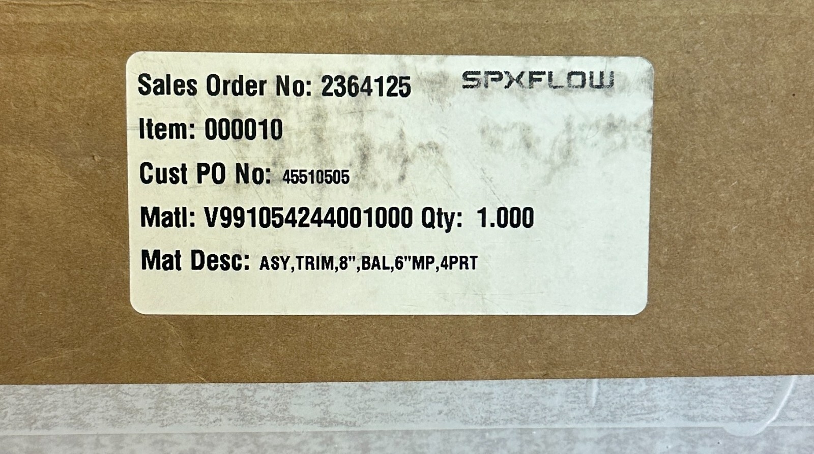 NEW SPX FLOW V991054244001000 PLUG/PIN/STEM ASSEMBLY TRIM, 8” BAL 6” MP 4-PORT