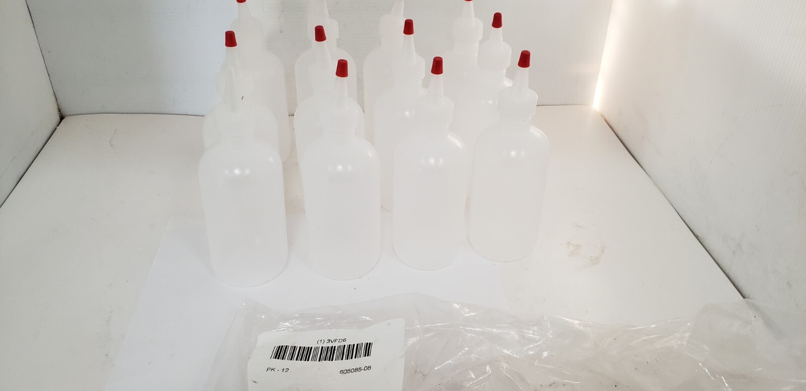 3VFD6 DISPENSING BOTTLES, LDPE, 8 FL OZ-250ML CAPACITY (LOT OF 12) NNB