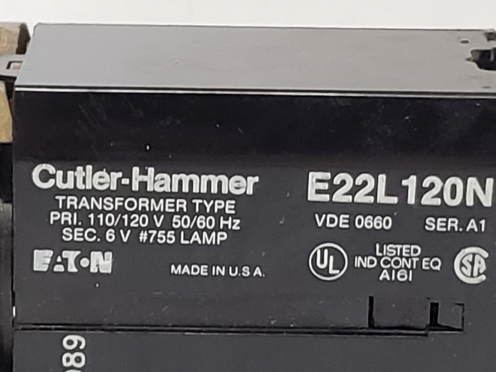 CUTLER HAMMER E22L120N TRANSFORMER UNIT 110/120V 50/60HZ SERIES A1 NNB