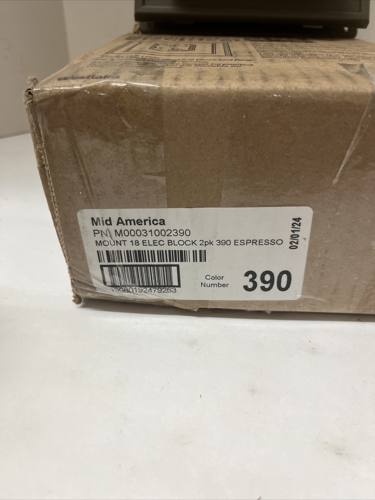 Box of 2 Mid-America M00031002390 Mount 18 Elec Block 2 Ok 390 Espresso
