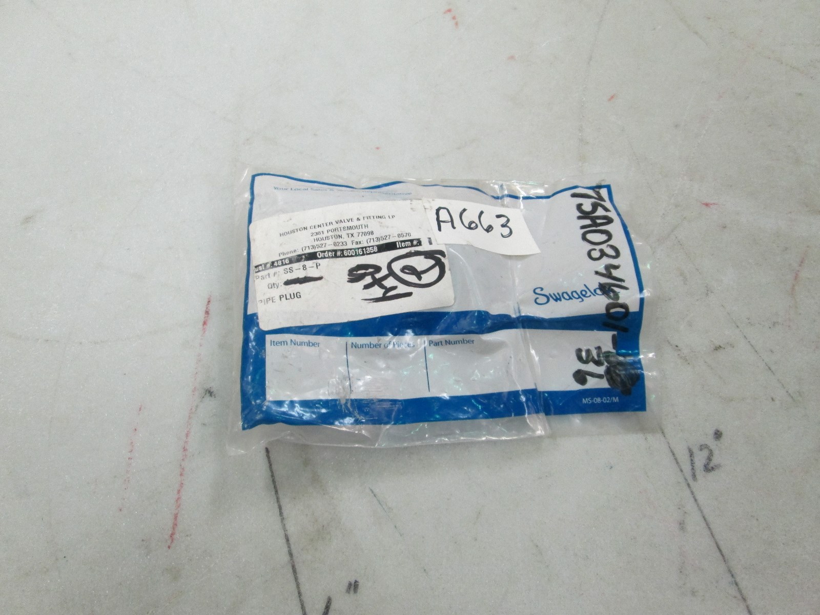 Swagelok Plug #SS-8-P 1/2″ MNPT Lot of 2 (NIB)