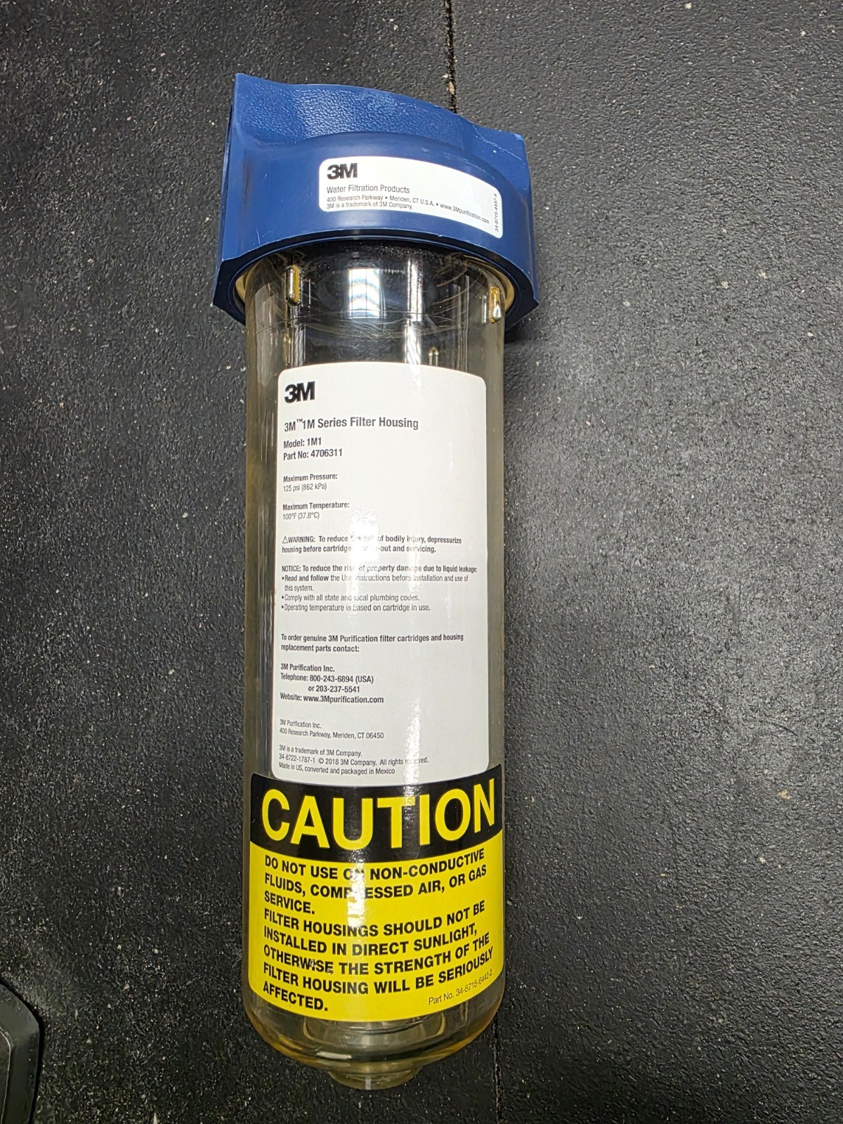 3M 1M1 Series Filter Housing 4706311 Clear Water Filter Housing, 3/4, 125PSIG